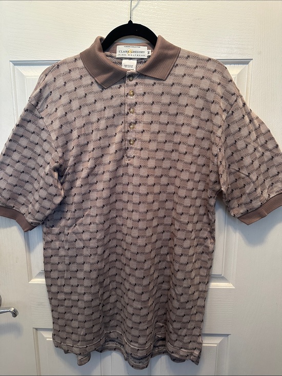 clark gregory Other - Clark Gregory Classic Collection Fine Golfwear Men's Taupe Patterned Polo Med